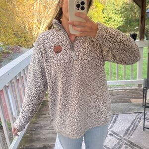 J. America Gray Sherpa Fleece Pullover